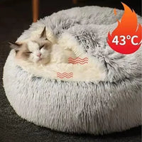 Cat Bed Round Plush Fluffy Hooded Cat Bed Cave,Cozy for Indoor Cats or Small Dog beds,Pet Beds Doughnut Calm Anti-nxiety Dog Bed
