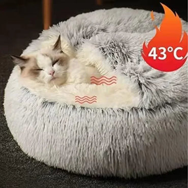 Cat Bed Round Plush Fluffy Hooded Cat Bed Cave,Cozy for Indoor Cats or Small Dog beds,Pet Beds Doughnut Calm Anti-nxiety Dog Bed