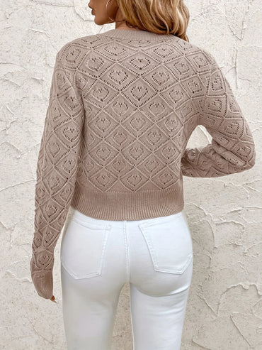 Autumn and Winter New Fashion Woman Sweater Knit Women's Tops Thin Knit Short Casual Skeleton Cardigan Clothing