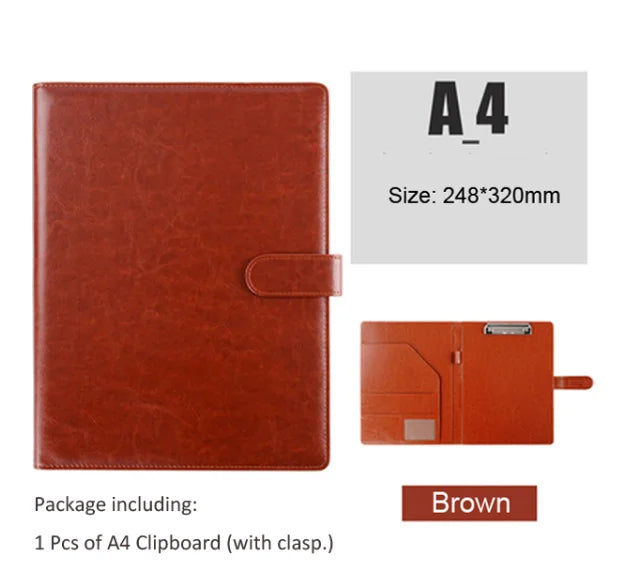 7*9.37in PU Leather A5 / A4 Clipboard Clip File Folder Document Bag Business Meeting Contract Clamp Pad Office School Supply