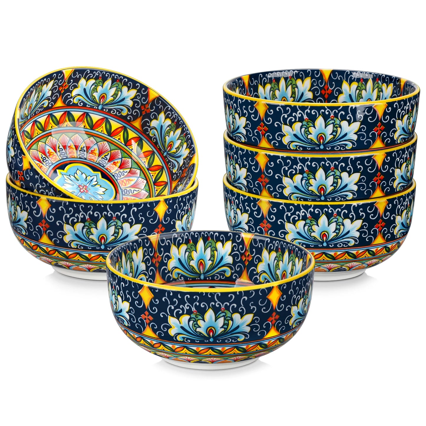 vancasso 6/12 Piece Cereal Bowls Set 28 Oz Ceramic Soup Bowls Bohemian style for Salad/Pasta/Rice/Oatmeal/Fruit/Cereal for  6