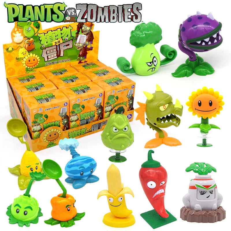 9PCS Plants Vs Zombies Blind Box Sunflower Bonk Choy Cabbage-pult Ornaments Genuine Toy Figures 14 Style Game Model Boy Gifts