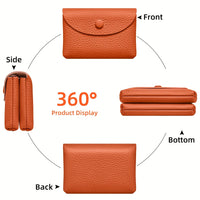 1pc Women's Genuine Leather Mini Wallet - Vintage Cowhide Coin Purse & Card Holder with Snap Closure, Compact Wallet for Cash