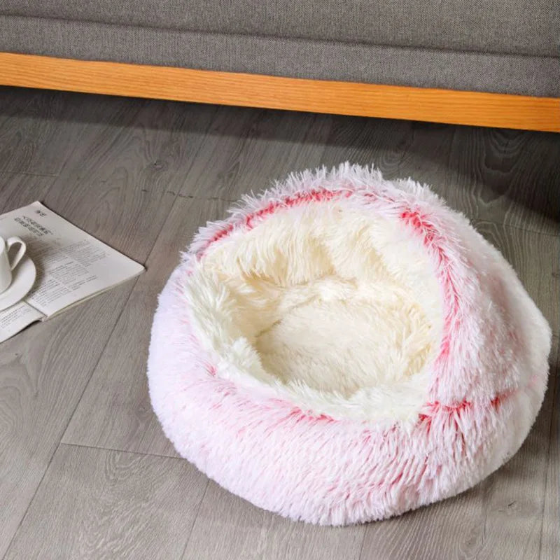 Cat Bed Round Plush Fluffy Hooded Cat Bed Cave,Cozy for Indoor Cats or Small Dog beds,Pet Beds Doughnut Calm Anti-nxiety Dog Bed