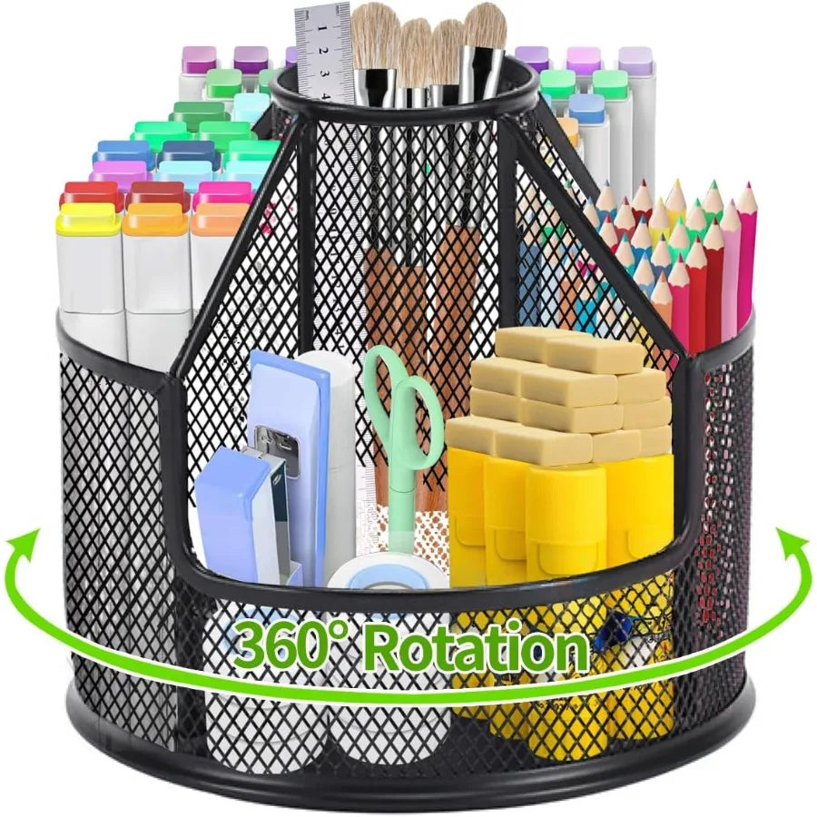 Pencil Holder Rotating Desk Organizer Metal Pen Organizer Mesh Pen Holder Office Desk Accessories Cute Office School Home Art S