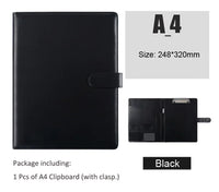 7*9.37in PU Leather A5 / A4 Clipboard Clip File Folder Document Bag Business Meeting Contract Clamp Pad Office School Supply