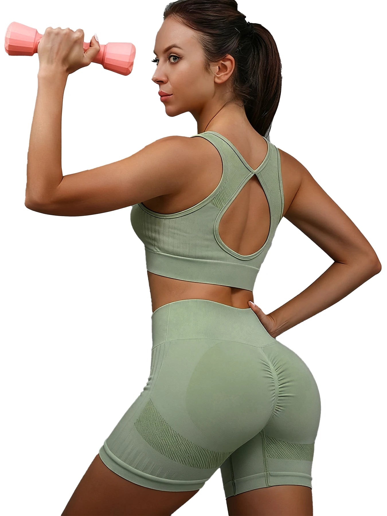 Women's yoga athletic wear set-Sports Bra top, high-waist Seamless sports shorts ,solid sportswear for gym yoga daily casual