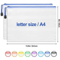24pcs Mesh Zipper Pouch Bags A4 Size Waterproof Organizer Storage Pouches for School Supplies Toys Puzzle Board Games Office Do
