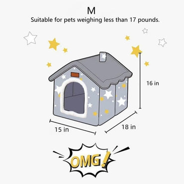 Dog House Indoor Memory Sponge, Foldable Dog House Kennel Bed Mat with Cushion for Small Medium Large Dogs Cats, Winter Warm Cat