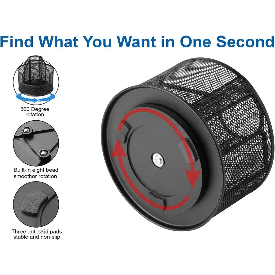 Pencil Holder Rotating Desk Organizer Metal Pen Organizer Mesh Pen Holder Office Desk Accessories Cute Office School Home Art S