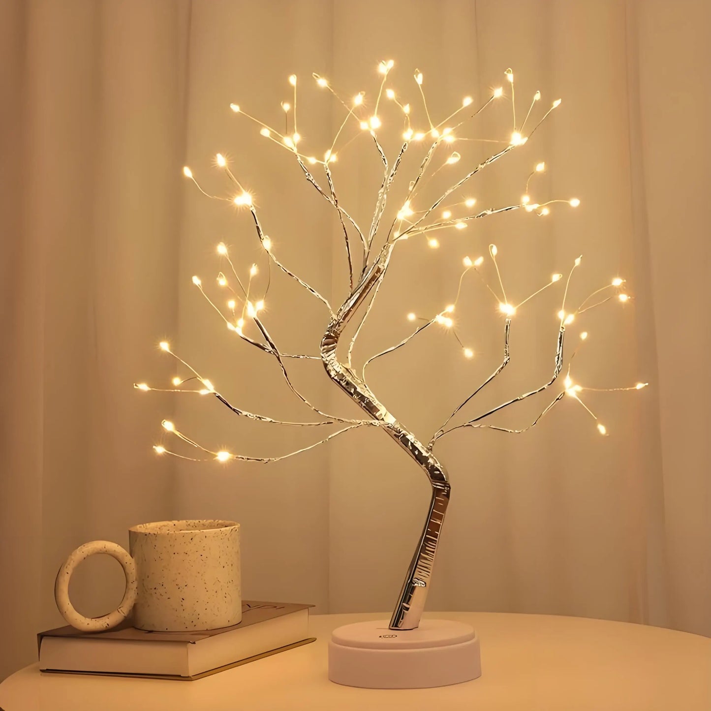 20" Warm White Twinkle Tree Lamp, 108 LED Fairy Lights Battery/USB Operated, DIY Bendable Tabletop Decor for Home Christmas Gift
