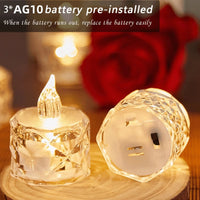 4/8/16Pcs Flameless LED Light Candles Crystal Candle Transparent Electronic Night Lamp for Wedding Valentine's Day Party 2030