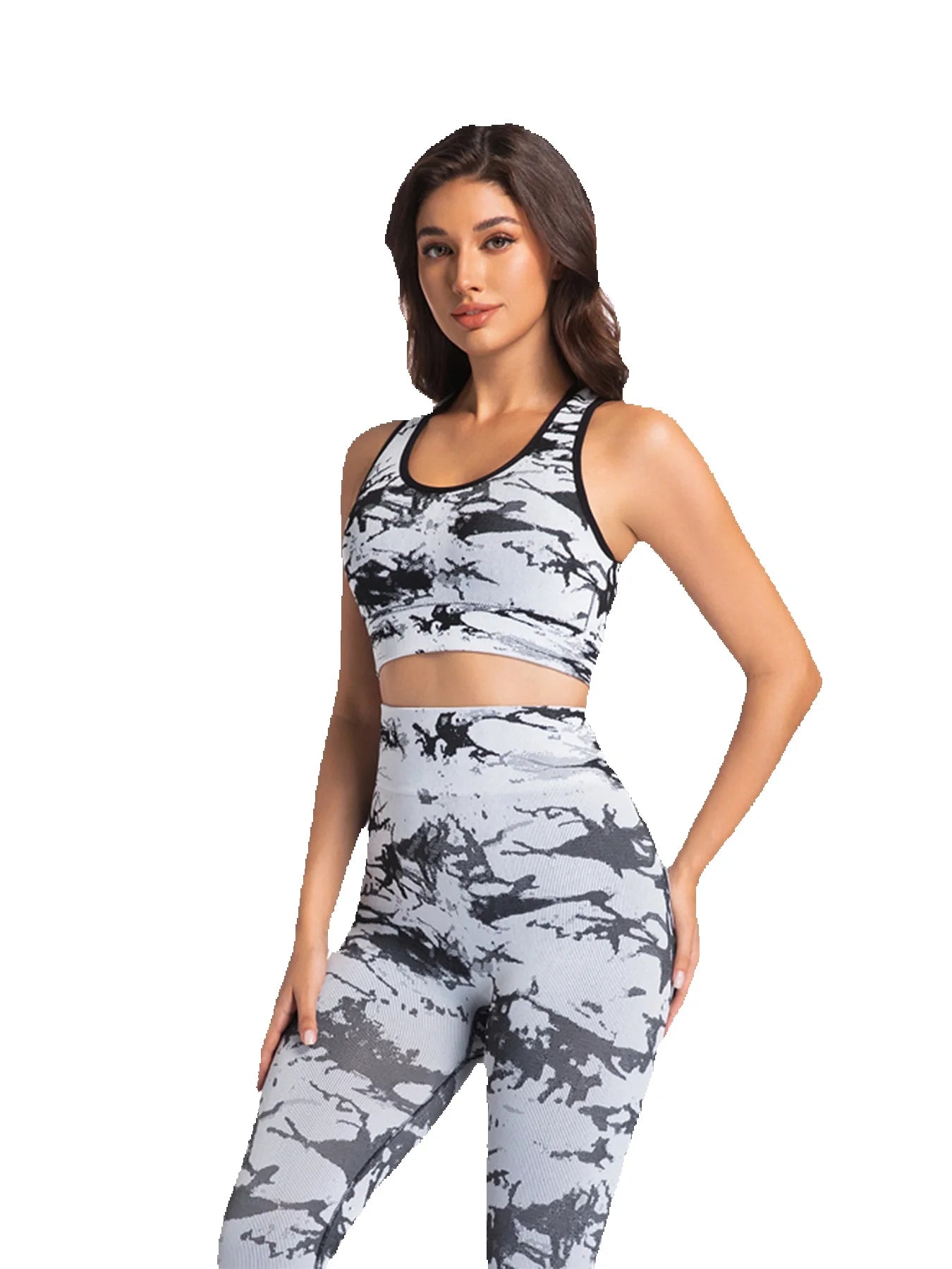 Women's Tie-Dye Leggings Set High-Waisted Yoga Training Wear Tummy-Tucking, Buttock-Lifting Fitness Leggings Gym Wear