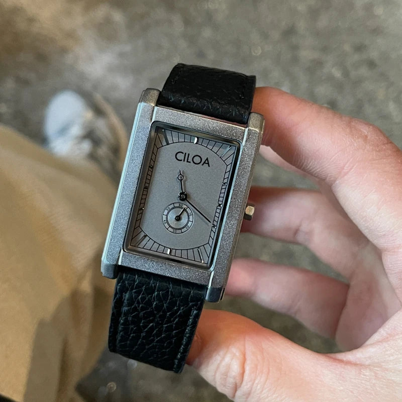 CILOA black square watch for men, brand authentic 2025 trendy fashion high quality waterproof quartz watch for boyfriend gift