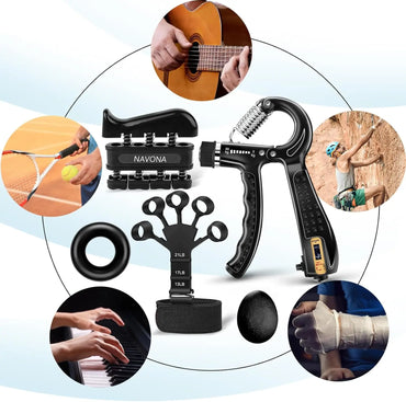 Hand Grip Strengthener Exercise Kit with 5 Pieces Hand Exerciser for Men Women Power Hand Grip Trainer Finger Stretcher Grip Ri