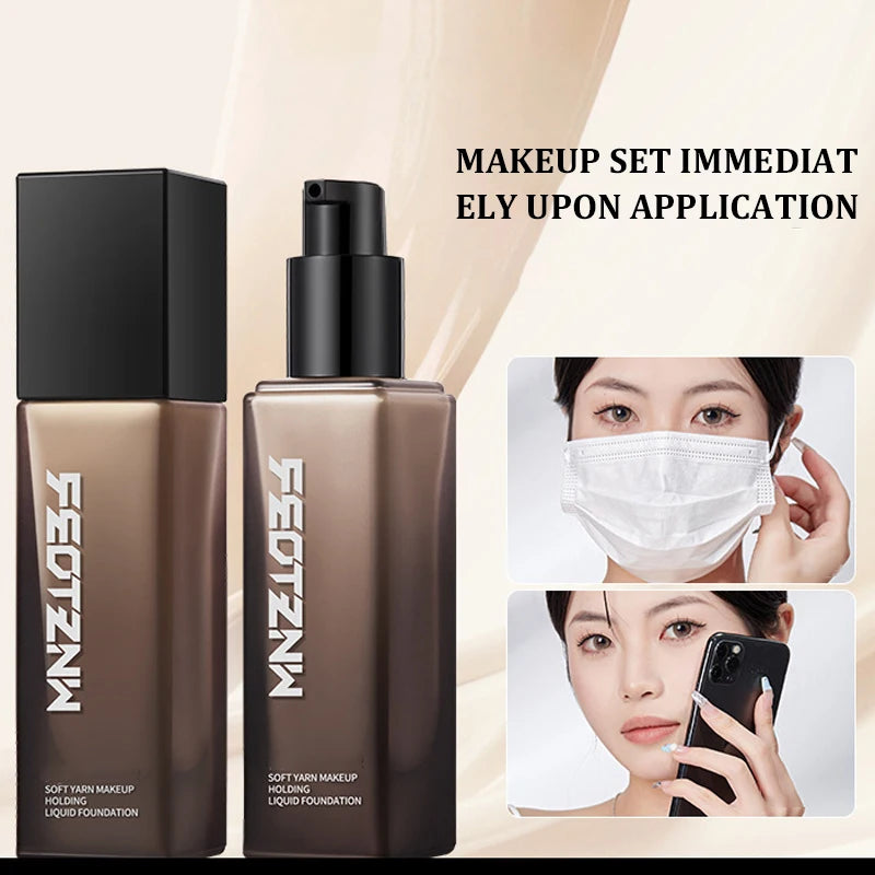 FEOTZNW third-generation Soft Gauze Long-lasting Foundation, moisturizing and nourishing the skin, setting makeup, waterproof