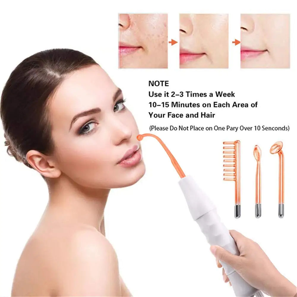 4 in 1 High Frequency Appliance Electrode Tube Wand Electrotherapy Skin Care Facial Spa Tightening Acne Spot Wrinkles Remover