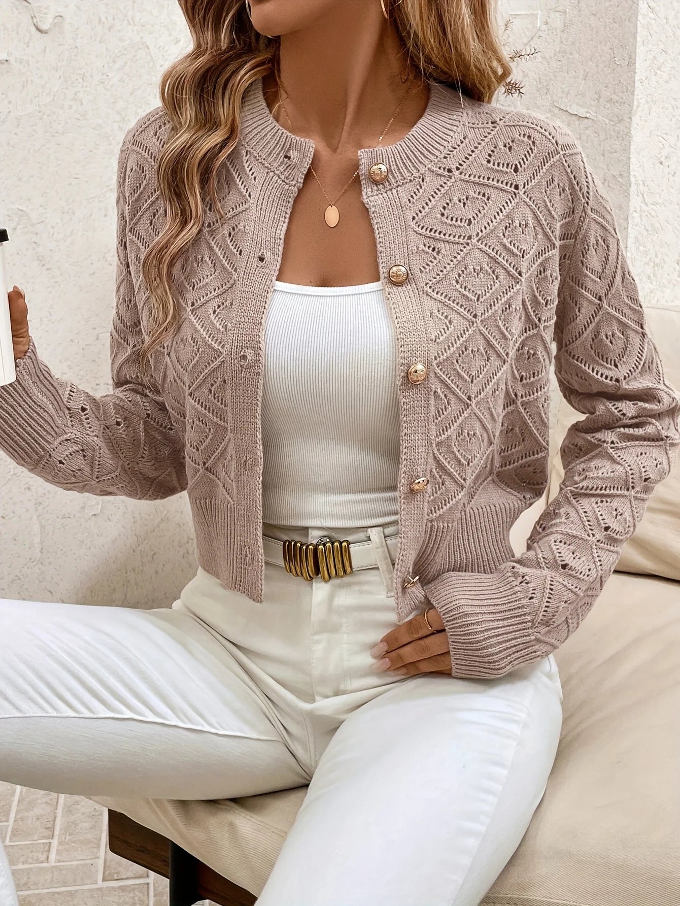 Autumn and Winter New Fashion Woman Sweater Knit Women's Tops Thin Knit Short Casual Skeleton Cardigan Clothing