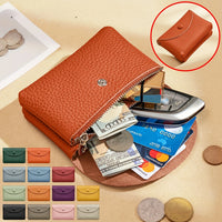 1pc Women's Genuine Leather Mini Wallet - Vintage Cowhide Coin Purse & Card Holder with Snap Closure, Compact Wallet for Cash