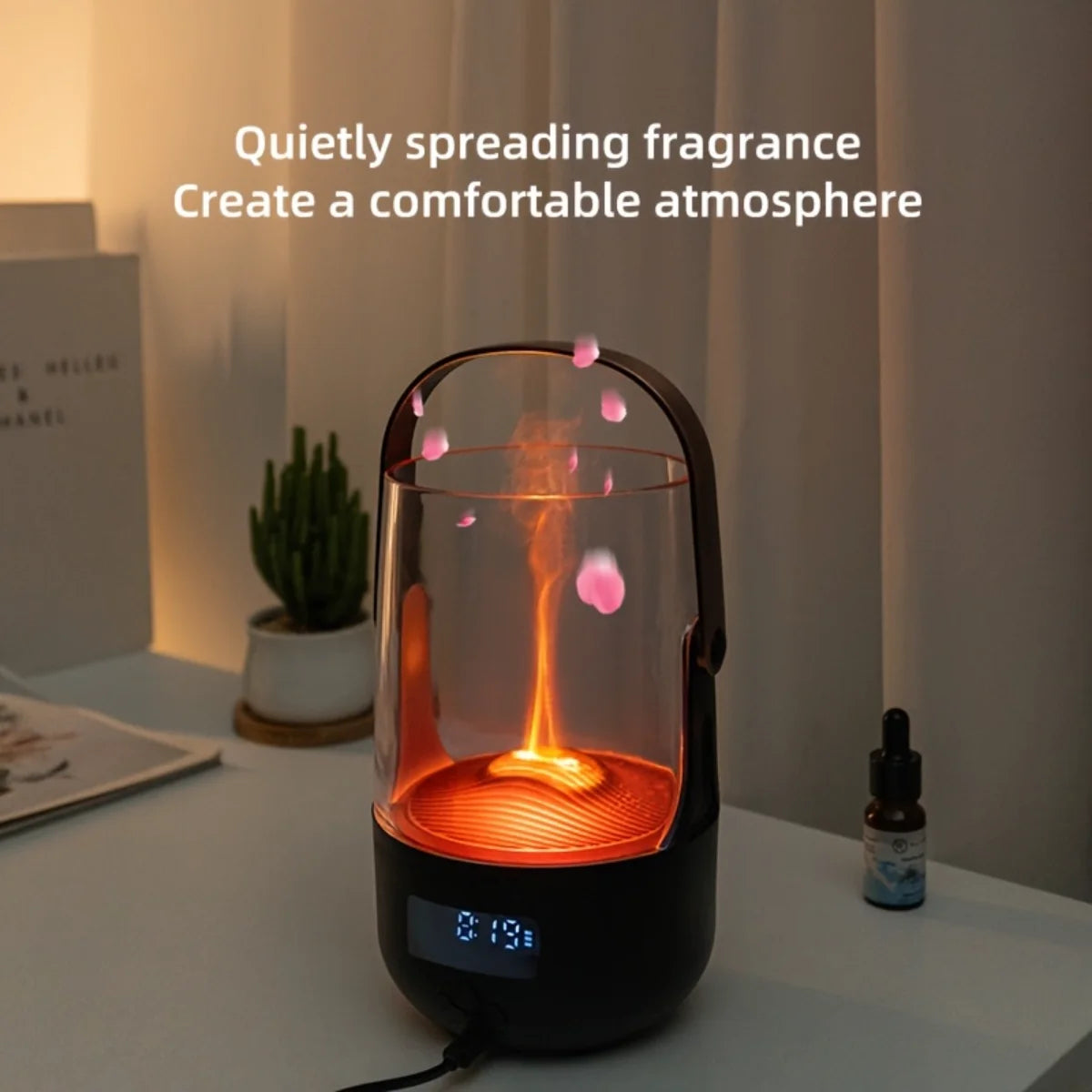 Flickering Flame Diffuser  Vintage 200ML Humidifier with Timer & Auto Shut-Off for Relaxation