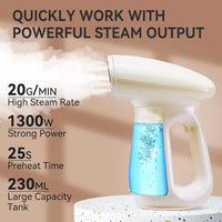Steamer for Clothes, Handheld Clothes Steamer,1300W Strong Power Garment Steamer with 230ml Tank,Fast Heat-up, Auto-Off