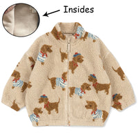 2025 Autumn KS Baby Boys Cartoon Cotton Fleece Outwear Kids Winter Clothes Toddler Girls Lambswool Jacket Child Embroidery Coat