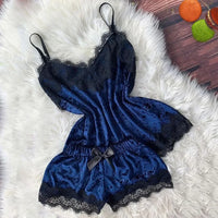 Autumn Winter Velvet Pajamas Set Women's Sexy Lingerie Sleepwear