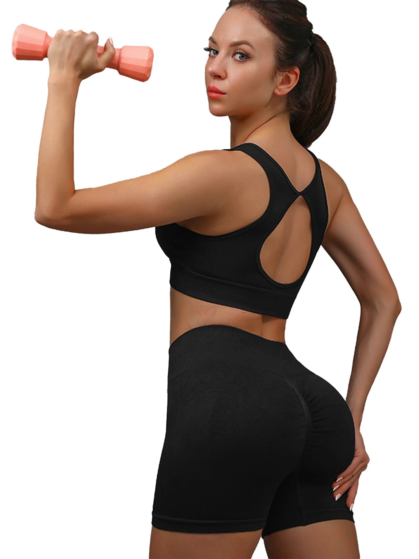 Women's yoga athletic wear set-Sports Bra top, high-waist Seamless sports shorts ,solid sportswear for gym yoga daily casual