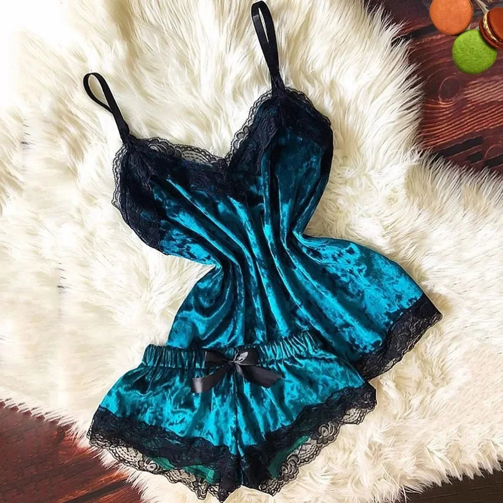 Autumn Winter Velvet Pajamas Set Women's Sexy Lingerie Sleepwear