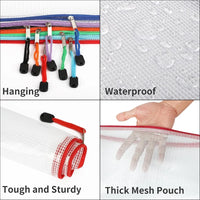 24pcs Mesh Zipper Pouch Bags A4 Size Waterproof Organizer Storage Pouches for School Supplies Toys Puzzle Board Games Office Do