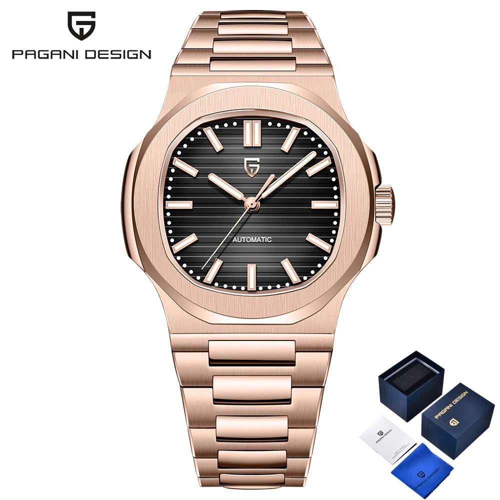 2025 New PAGANI DESIGN Rose Gold Men's Watches Luxury Automatic Watch For Men Mechanical Wristwatch Waterproof AR Sapphire Clock