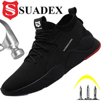 SUADEX Men Work Safety Shoes Steel Toe Cap Anti-Smashing Puncture Proof Construction Work Boots Non-Slip Breathable Work Shoes