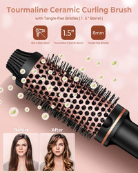 Thermal Brush Ionic Heated Round Brush, Hot Hair Curling Iron with 10 Temp Settings, 30s Fast Heated for All Hair Types, Black