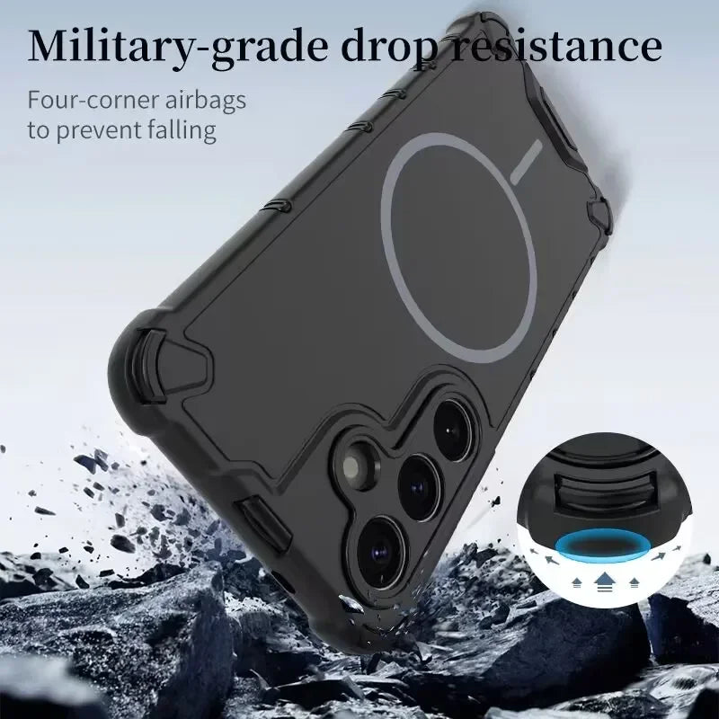 New luxury and cool Magsafe wireless magnetic charging anti drop armor case for Samsung Galaxy S25 S24 S23 Ultra Phone case