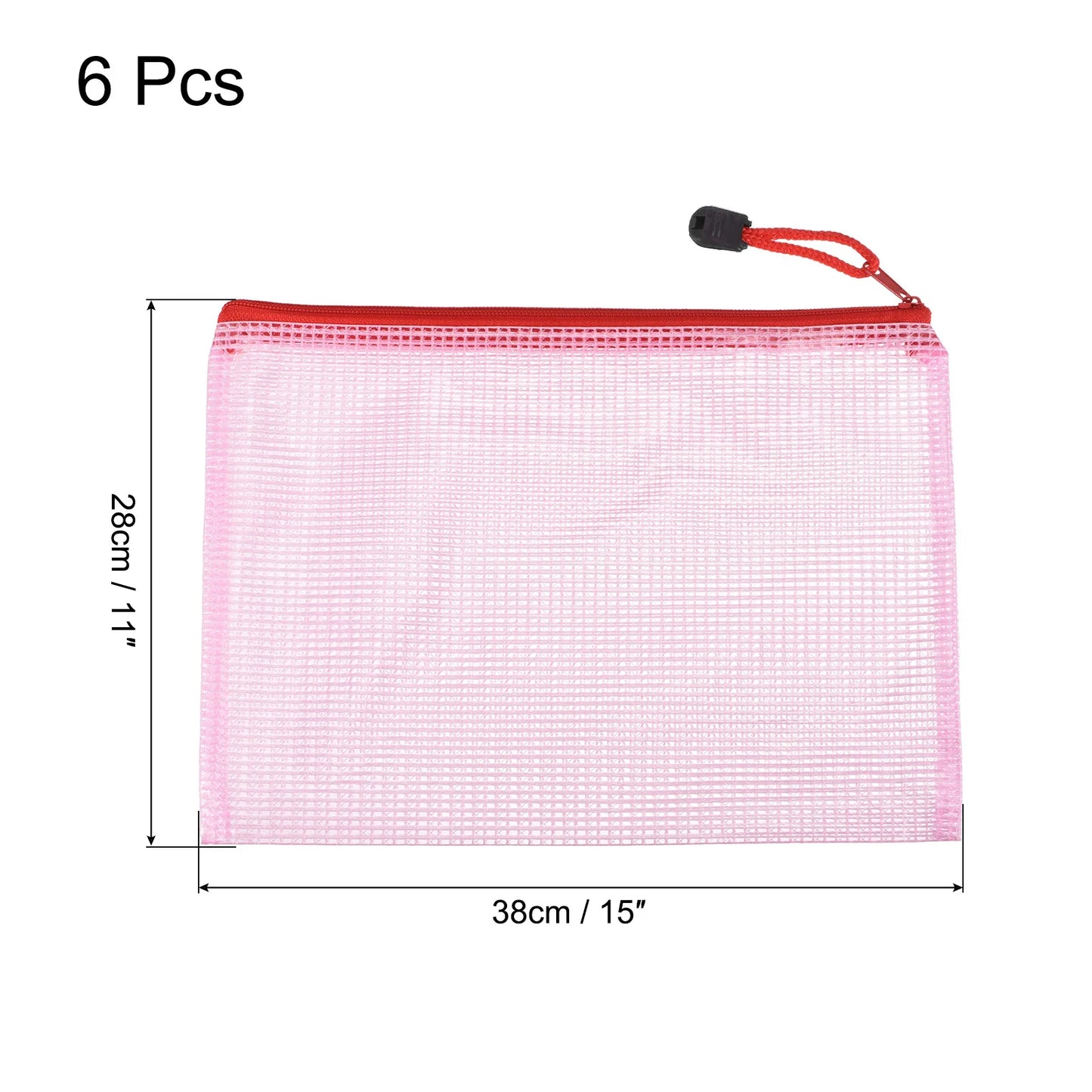 6Pcs A3/A5/A6/B4/B5/B8 Mesh Zipper Pouch Document Bag Waterproof Zip File Pocket Folder Office Supplies Pencil Case Storage Bags