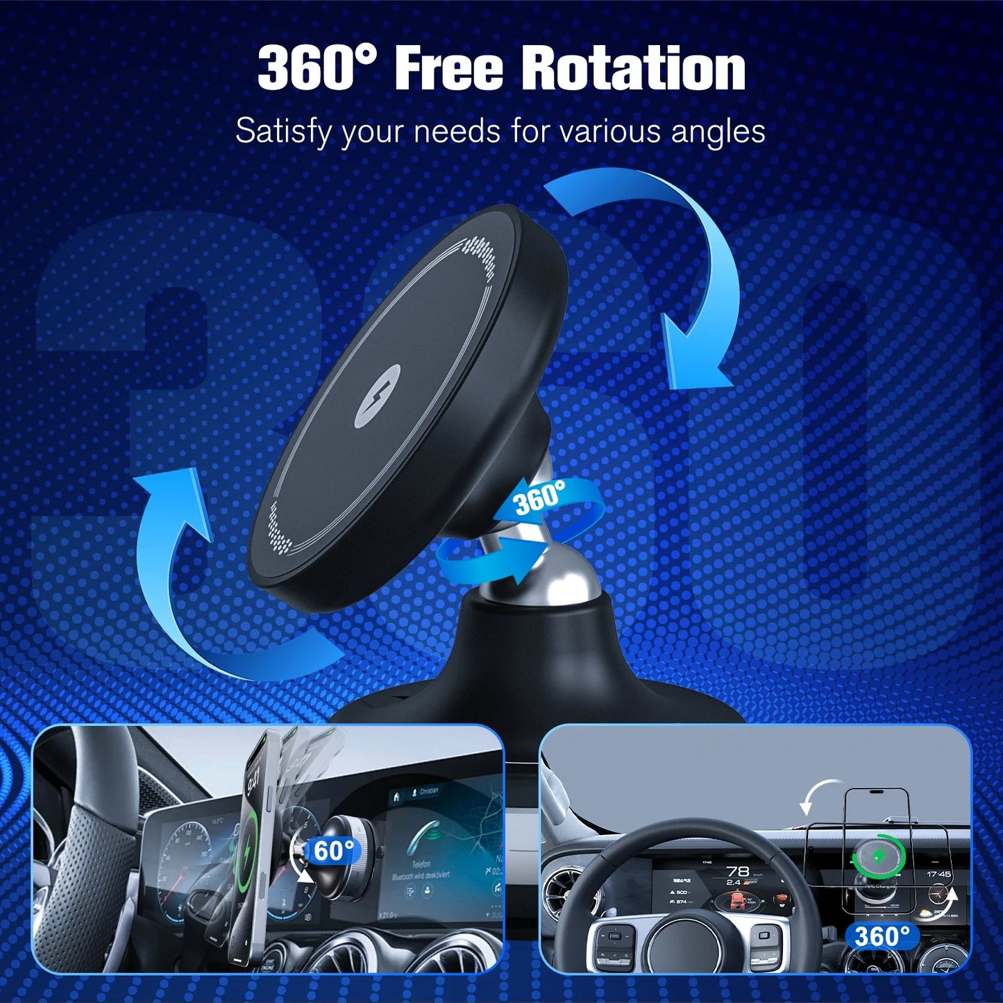 Magnetic Wireless Charger Car Phone Holder Air Vent Clip 15w Fast Charging Adapter Mount For Magsafe iPhone 17 16 15 14 13 12