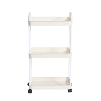 Plastic Rolling Utility Cart with Handle Storage Trolley for Office, Living Room, Kitchen, Movable Storage Organizer with Wheel