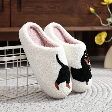 Plush Dachshund Slippers Closed Toe Slippers Comfortable Flat Thermal Slippers Fluffy Home Slippers for Outdoor Indoor Bedroom