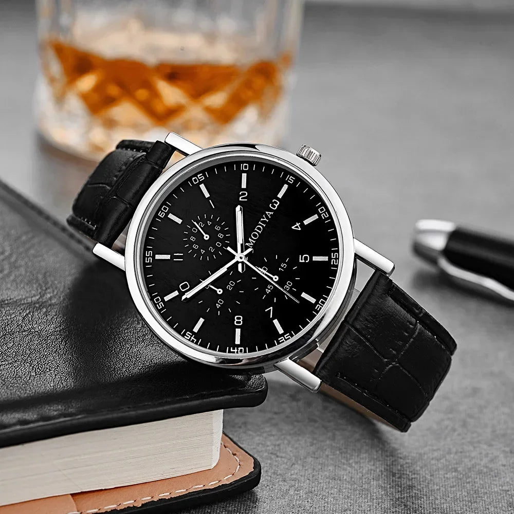 Men's Watches Business Wristwatch Luxury Leather Strap