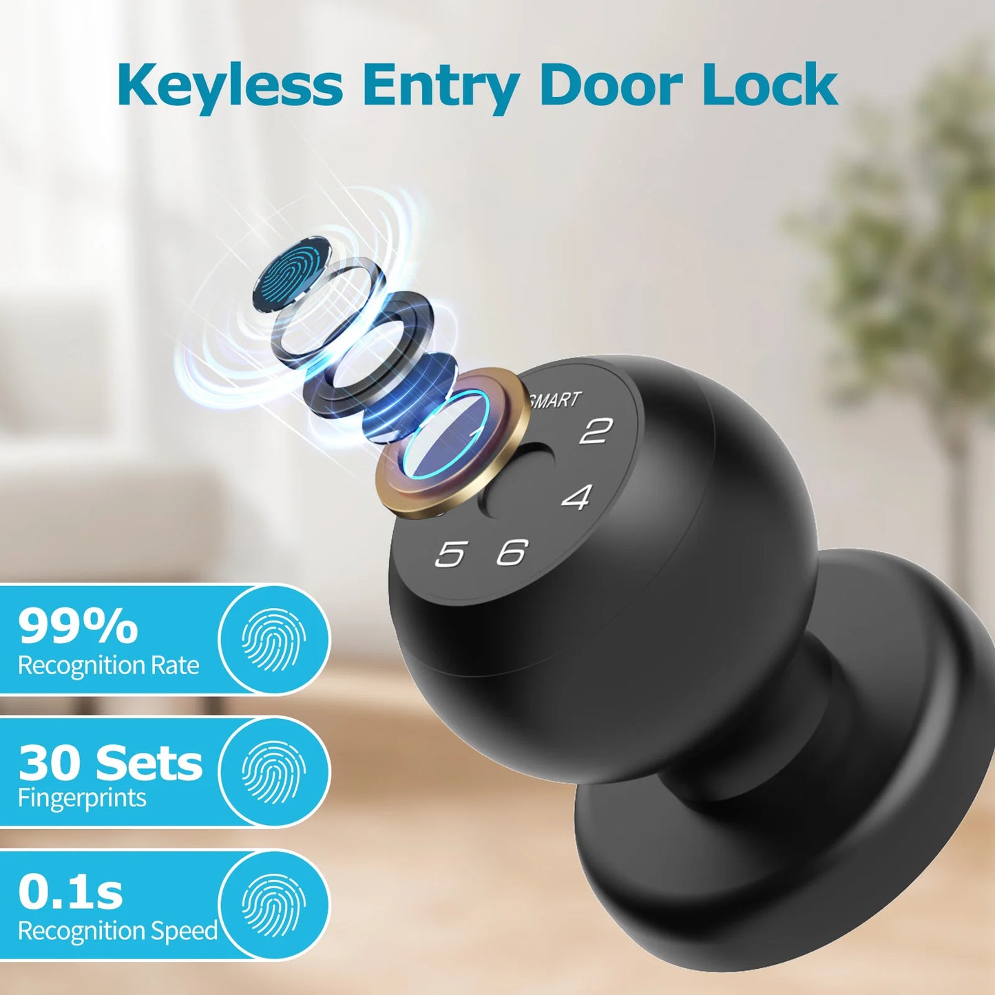 Viladepot Smart Lock Fingerprint Door Lock App Control Passcode Unlock Electronic Touchscreen Keypad Indoor