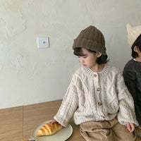 1 2 3 4 5 6 7 8 Years Girls Knitted Sweater Cardigan New Fashion Baby Coarse Wool Hemp Retro Cardigan Boys Coat Kids Clothes