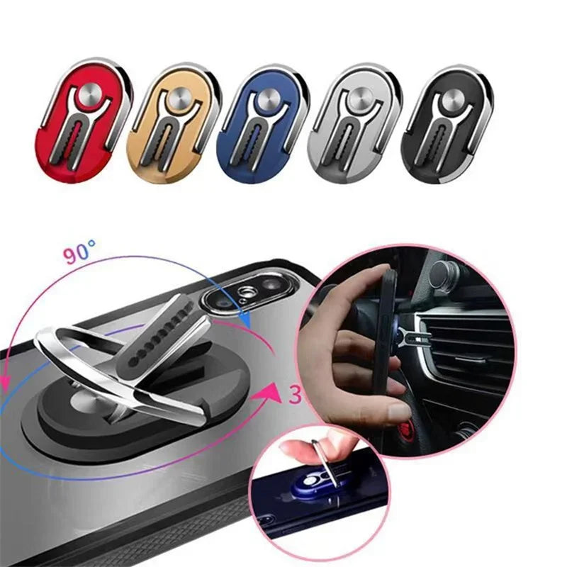 Finger Ring Phone Holder Stand Bracket Universal Mini Phone Holder Rotating for Car Air Vent Mobile Phone Back Sticker Foldable