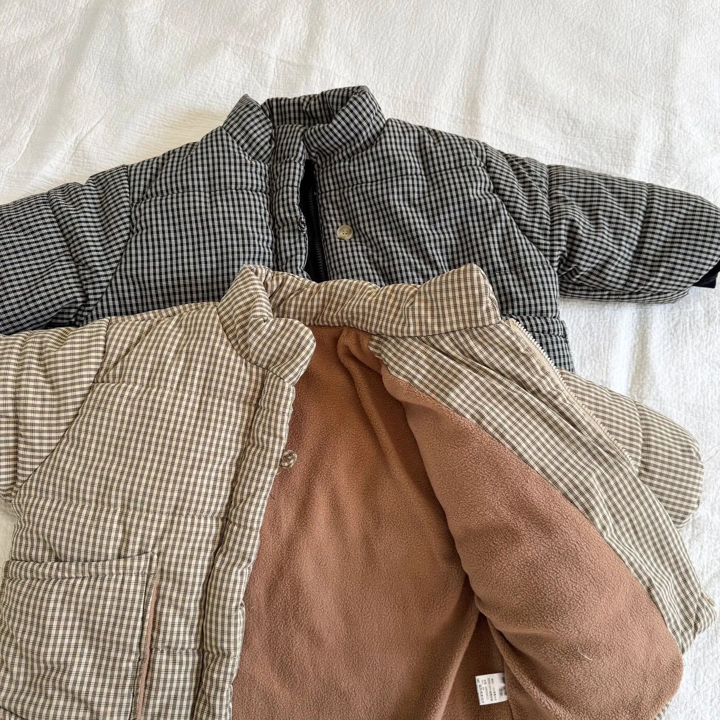 2025 Winter New Children Fleece Plaid Coat Fashion Boys Warm Jacket Plus Velvet Thick Girls Cotton Padded Jacket Kids Clothes