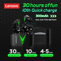 Choice US Lenovo LP6 Bluetooth 5.0 Headphones 9D Strong Deep Bass Music Sound Earbuds Sweatproof Cinema Sound Earphones