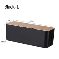 Bamboo Cover Cable Management Box Wire Junction Board Storage Box Hide Wires Power Strips Desk Cable Computer Organizer Box