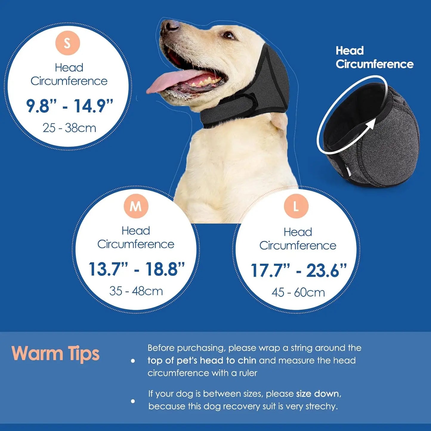 Anti Anxiety Dog Ear Muffs Hood Cover Noise Cancelling for Pets Prevent Head Shake During Grooming Force Dry Bath Trauma Care