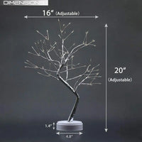 20" Warm White Twinkle Tree Lamp, 108 LED Fairy Lights Battery/USB Operated, DIY Bendable Tabletop Decor for Home Christmas Gift
