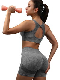 Women's yoga athletic wear set-Sports Bra top, high-waist Seamless sports shorts ,solid sportswear for gym yoga daily casual