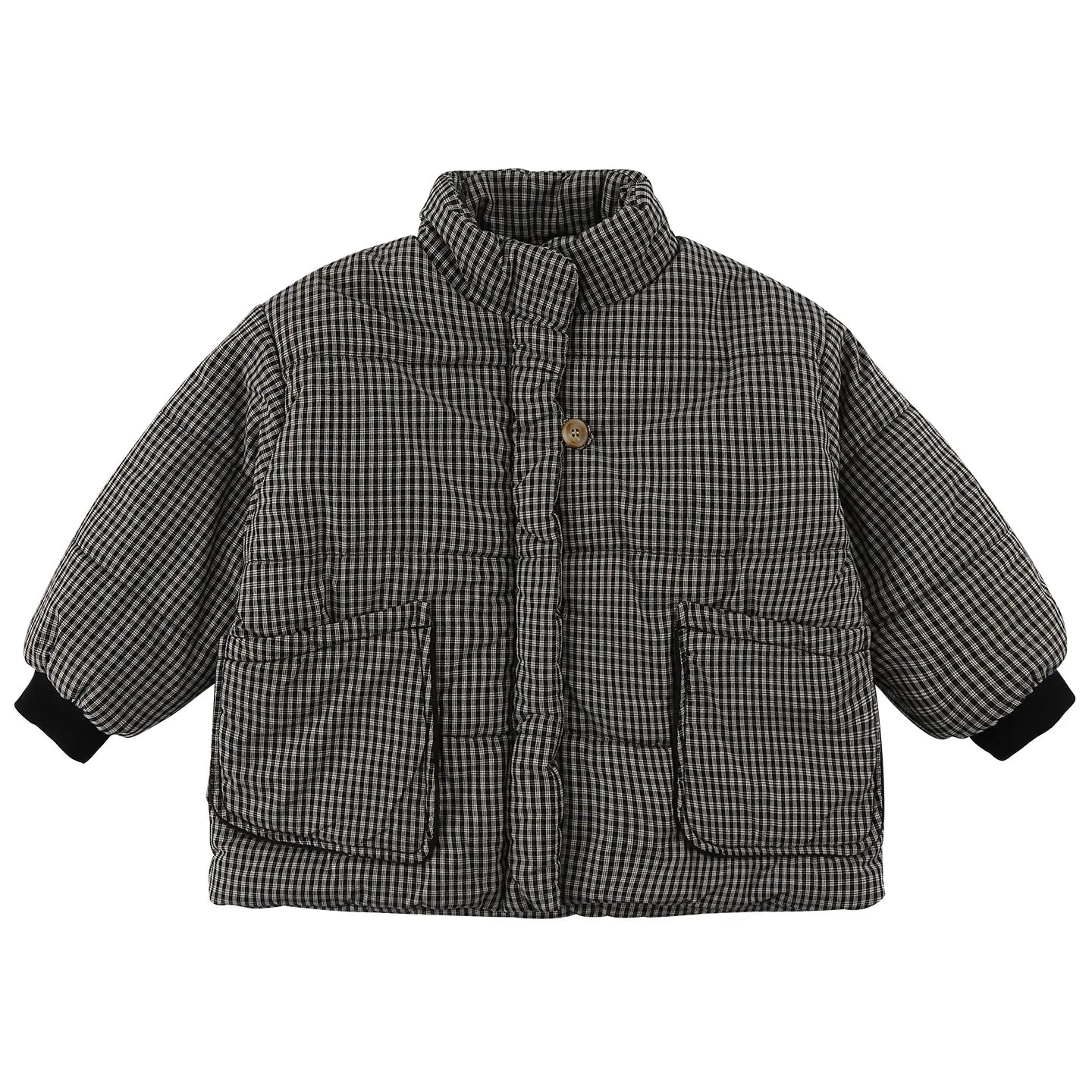 2025 Winter New Children Fleece Plaid Coat Fashion Boys Warm Jacket Plus Velvet Thick Girls Cotton Padded Jacket Kids Clothes