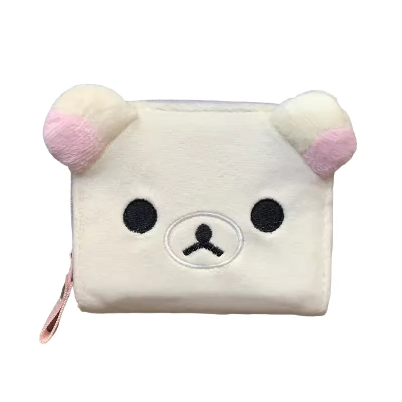 Kawaii Rilakkuma Korilakkuma Wallet Purse Cartoon Bear Face Cute Short Wallets For Women Girls White Purses Money Clips Gifts